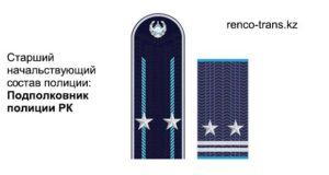 Новые погоны подполковника полиции и МВД Республики Казахстан