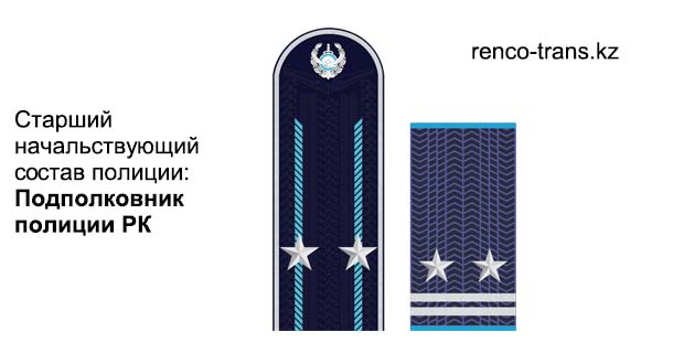 Погоны подполковника полиции Республики Казахстан