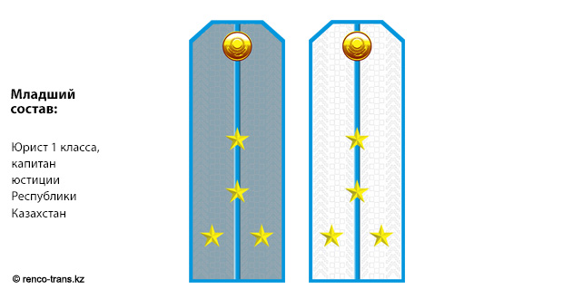 Погоны юриста первого класса, капитана юстиции Республики Казахстан