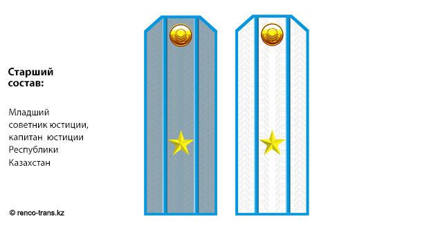 Погоны младшего советника юстиции, майора юстиции Республики Казахстан